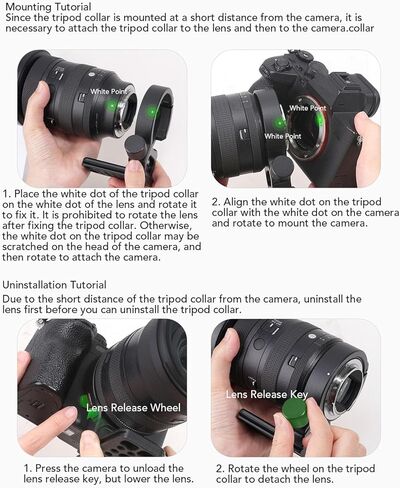 قوس دعم طوق العدسات ، قاعدة كبيرة من الخيوط المتضخمة لـ 24-70 مم F2.8 DG DN ART ، 85 مم F1.4 DG DN ، مع 1/4 "و 3/8" يتصاعد in Kuwait