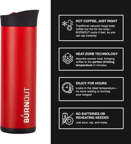 LEXO BURNOUT Temperature Regulating Travel Mug 12 oz Red - Drink NOW & Heat-Zorb Tech in Saudi Arabia