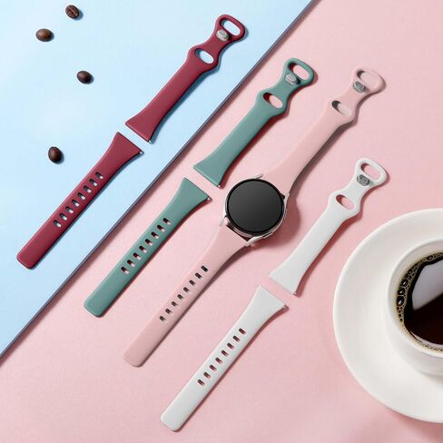 GEAK Compatible with Galaxy Watch 7 Band/Galaxy Watch 6 5 4 40mm 44mm/Classic 42mm 46mm,20mm Slim Silicone Compatible for Galaxy Watch 4 5 Band/Active 2 Women Small Black/White/Gray/Sand Pink in Kuwait
