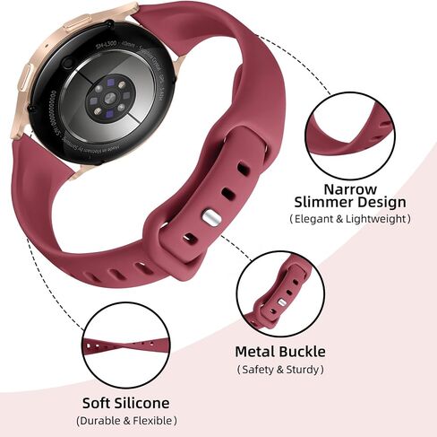 GEAK Compatible with Galaxy Watch 7 Band/Galaxy Watch 6 5 4 40mm 44mm/Classic 42mm 46mm,20mm Slim Silicone Compatible for Galaxy Watch 4 5 Band/Active 2 Women Small Black/White/Gray/Sand Pink in Kuwait