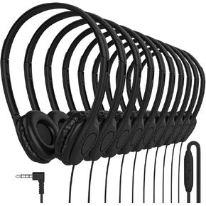 سماعات الرأس السائبة المتوسطة مع الميكروفون ، 10 حزمة متعددة الألوان سلكية على الأذن-مقبس 3.5 ملم ، وسائد جلدية ، عقال قابلة للتعديل-للفصول الدراسية ، المكتبات ، التعلم عن بُعد ، مكتب in Kuwait