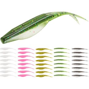 Forked Tail Soft Baits- Realistic Jerk Bait & Fluke Action Soft Lures for Bass, Trout & Crappie - Versatile Freshwater & Saltwater Fishing Bait (2.75"-5") in Kuwait