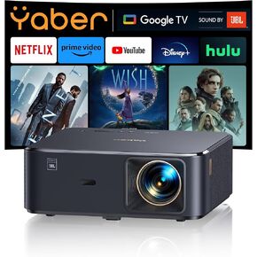 Projector 4K with Google TV, YABER K2s WiFi 6 Bluetooth Projector, Sound by JBL, Dolby Audio, Auto Focus & Keystone,Native 1080P 4K Supported Outdoor Movie Projector with Netflix 7000+ Apps (Renewed) in Saudi Arabia