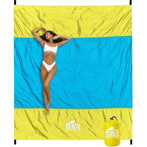 Sandproof Waterproof Beach Blanket Extra Large 108"x 84", Mat for Family, Quick Dry Ripstop Nylon Lightweight, Compact for Travel, Picnic, Camping w/ 4 Anchor Stakes and Carry Bag in Saudi Arabia