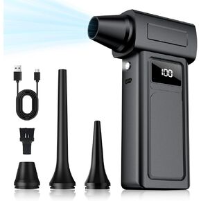 【1-Second Turbo Blast】 Compressed Air Duster 200,000RPM - Powerful Cordless Electric Air Blower with LED Light, 4-Speed Adjustable, Rechargeable Dust Cleaner for PC, Car，Home Canned Air Alternative in Saudi Arabia