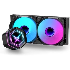 RUIX NC240 ARGB AIO CPU Liquid Cooler, 240mm High-Efficiency CPU Water Cooling with High-Speed Ceramic Bearing Pump, 2X PWM ARGB Fans, Intel LGA 1851/1700/1200/115X/2011, AMD AM5/AM4 - Black in Saudi Arabia