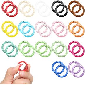 34 PCS Spring Spring O Rings Metal Carabiner Clip Round Carabiner Snap Buckle 1in / 25mm Spring Keyring لحقيبة يد مفاتيح المفاتيح (17 لونًا) in Kuwait