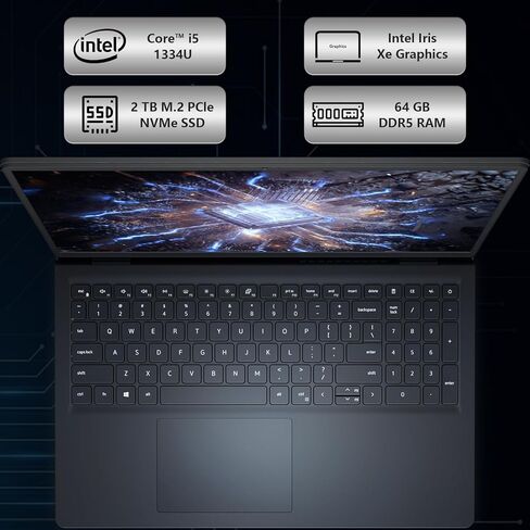 Dell Inspiron 15 3530 Screen Screen Laptop ، 15.6 "FHD Business Captop ، Intel Core I5-1334U ، 64GB RAM & 2TB SSD ، Lifetime Win 11 Pro مع 2 في 1 Dock التوسع وحامل الكمبيوتر المحمول in Kuwait