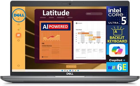 Dell Latitude 5450 LAPTOP 14.0 "شاشة FHD (Intel Ultra 5 125U ، 16GB DDR5 ، 512GB SSD ، Backlit KB ، 2 Thunderbolt 4 ، WiFi 6E ، Webcam ، Bluetooth 5.3 ، Win 11 Pro) W/DKZ USB Portrand in Saudi Arabia