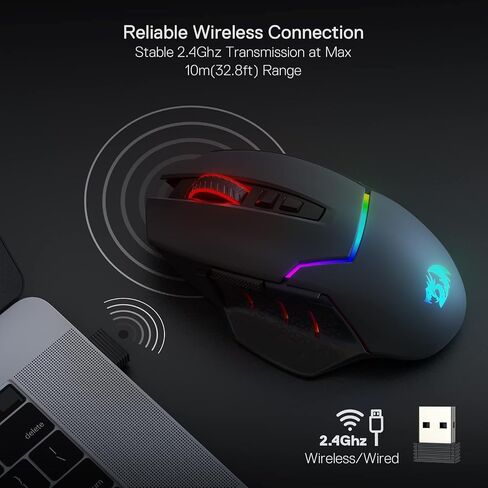 Redragon K580 Vata RGB LED لوحة مفاتيح الألعاب الميكانيكية الخلفية و M690 Pro Wireless Gaming Mouse Bundle in Kuwait