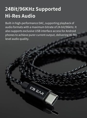 Kinboofi ZS10 Pro USB C in Ear Monitor IEM Earphone Cable,KBEAR Type-c IEM Cable,4N high-Purity ofc Silver-Plated Upgrade Earphones Wire for ZSN PRO X/AS24/EDX PRO/Csator (USB C-2PIN, Dark, with Mic) in Saudi Arabia