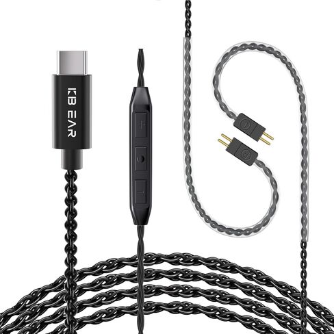 Kinboofi ZS10 Pro USB C in Ear Monitor IEM Earphone Cable,KBEAR Type-c IEM Cable,4N high-Purity ofc Silver-Plated Upgrade Earphones Wire for ZSN PRO X/AS24/EDX PRO/Csator (USB C-2PIN, Dark, with Mic) in Saudi Arabia