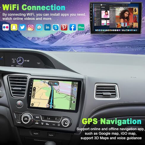 [4G+64G] Android 13 Car Radio Honda Civic 2013-2017 (إصدار أمريكي فقط) ، يدعم شاشة اللمس 9 " in Kuwait