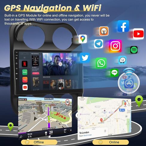 EKAT [2G +64G] شاشة 10 بوصة لـ Jeep Compass Patriot Radio 2010-2016 ، Sterroid Compass Car Stereo مع Carplay/Android Auto/1080p/Bluetooth/WiFi +AHD Camera in Kuwait
