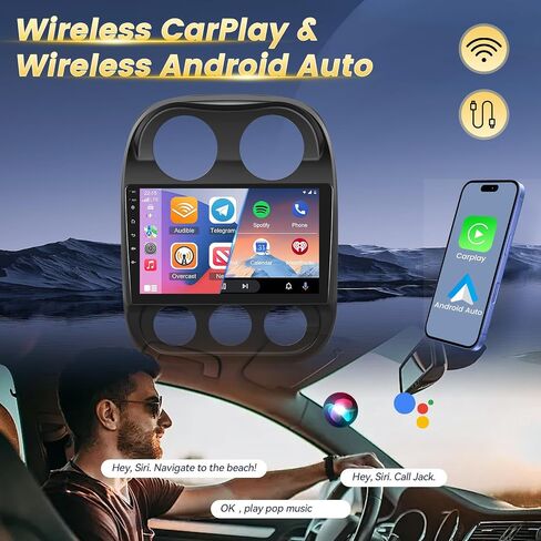 EKAT [2G +64G] شاشة 10 بوصة لـ Jeep Compass Patriot Radio 2010-2016 ، Sterroid Compass Car Stereo مع Carplay/Android Auto/1080p/Bluetooth/WiFi +AHD Camera in Kuwait