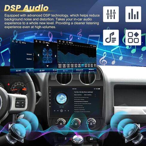 EKAT [2G +64G] شاشة 10 بوصة لـ Jeep Compass Patriot Radio 2010-2016 ، Sterroid Compass Car Stereo مع Carplay/Android Auto/1080p/Bluetooth/WiFi +AHD Camera in Kuwait