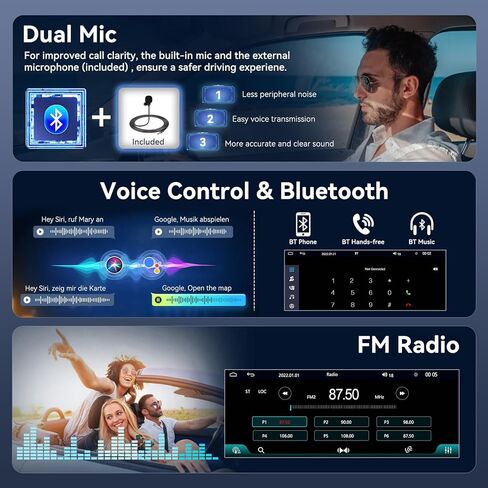 6.9 '' Stereo stereo سيارة DIN واحدة مع Apple Carplay Android Auto ، 1din اللمسات التي تعمل باللمس مع Bluetooth ، وحدة راديو ما بعد البيع ، Type-C للشحن السريع/USB مع كاميرا احتياطية FM EQ MIC in Saudi Arabia