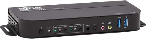 Tripp Lite 2 Port Displayport USB KVM Switch ، منفذ DP DP USB KVM Switch ، 4K 60 Hz ، HDR ، HDCP 2.2 ، DP 1.4 ، USB 3.0 Cables ، Black (B005-DPUA2-K) in Saudi Arabia