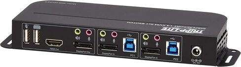 Tripp Lite 2 Port Displayport USB KVM Switch ، منفذ DP DP USB KVM Switch ، 4K 60 Hz ، HDR ، HDCP 2.2 ، DP 1.4 ، USB 3.0 Cables ، Black (B005-DPUA2-K) in Saudi Arabia