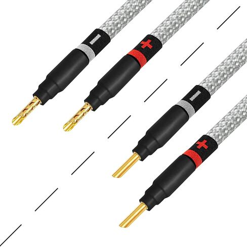 أفضل كابلات في العالم 10 أقدام في نهاية المطاف - 7 AWG - فائقة الكبرى أوف أوديوفيل هايفي كابل مكبر صوت واحد للقناة المركزية مع مقابس الموز الذهب والفضة والفضة in Kuwait