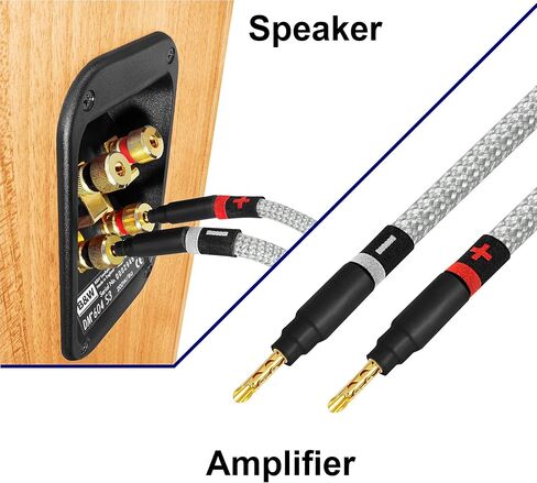 أفضل كابلات في العالم 10 أقدام في نهاية المطاف - 7 AWG - فائقة الكبرى أوف أوديوفيل هايفي كابل مكبر صوت واحد للقناة المركزية مع مقابس الموز الذهب والفضة والفضة in Kuwait