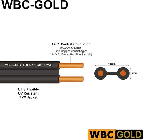 أفضل كابلات في العالم 8 أقدام WBC-Gold-Gold-LocAP-SPKR-14 AWG-باكسيات منخفضة-انخفاض الحث-نقاء عالي OFC-زوج مكبر صوت Audiophile HIFI مع سدادات موز Gold Gold in Kuwait