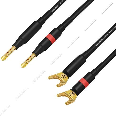 أفضل كابلات في العالم 8 أقدام WBC-Gold-Gold-LocAP-SPKR-14 AWG-باكسيات منخفضة-انخفاض الحث-نقاء عالي OFC-زوج مكبر صوت Audiophile HIFI مع سدادات موز Gold Gold in Kuwait