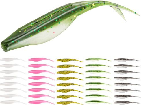 Forked Tail Soft Baits- Realistic Jerk Bait & Fluke Action Soft Lures for Bass, Trout & Crappie - Versatile Freshwater & Saltwater Fishing Bait (2.75"-5") in Kuwait