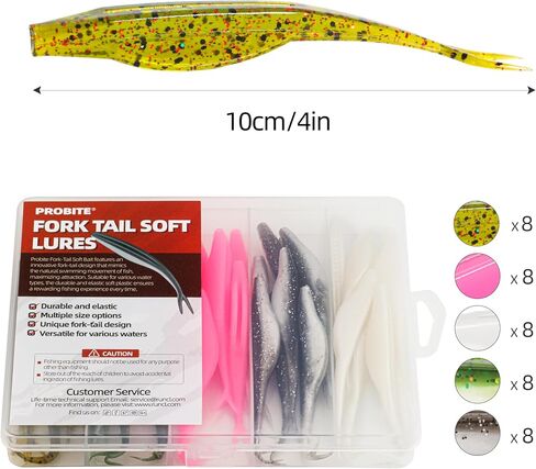 Forked Tail Soft Baits- Realistic Jerk Bait & Fluke Action Soft Lures for Bass, Trout & Crappie - Versatile Freshwater & Saltwater Fishing Bait (2.75"-5") in Kuwait