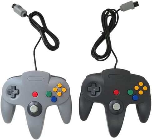 USONLINE911 وحدة تحكم كلاسيكية 2 -Pack لـ Nintendo 64 ، وحدة تحكم عصا التحكم في ألعاب Retro Wired Remote لـ N64 System Console - Black and Gray in Saudi Arabia