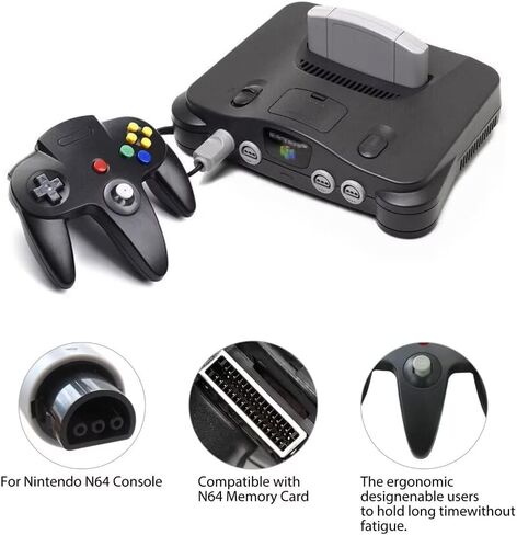 USONLINE911 وحدة تحكم كلاسيكية 2 -Pack لـ Nintendo 64 ، وحدة تحكم عصا التحكم في ألعاب Retro Wired Remote لـ N64 System Console - Black and Gray in Saudi Arabia