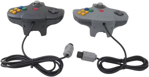 USONLINE911 وحدة تحكم كلاسيكية 2 -Pack لـ Nintendo 64 ، وحدة تحكم عصا التحكم في ألعاب Retro Wired Remote لـ N64 System Console - Black and Gray in Saudi Arabia