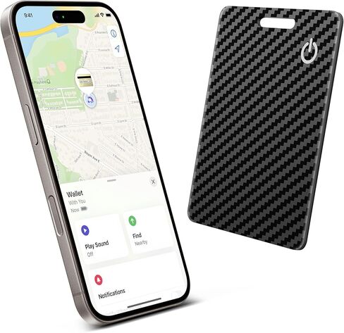 بطاقة تعقب المحفظة (iOS فقط) ، تتبع محفظة بطاقة ذكية قابلة لإعادة الشحن لـ Apple Find ، Thin Bluetooth Tracking Card Tracker ، Finder Key for Keys ، حقائب ، جواز سفر ، ألياف الكربون أسود in Kuwait