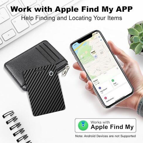 بطاقة تعقب المحفظة (iOS فقط) ، تتبع محفظة بطاقة ذكية قابلة لإعادة الشحن لـ Apple Find ، Thin Bluetooth Tracking Card Tracker ، Finder Key for Keys ، حقائب ، جواز سفر ، ألياف الكربون أسود in Kuwait