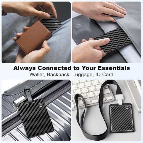 بطاقة تعقب المحفظة (iOS فقط) ، تتبع محفظة بطاقة ذكية قابلة لإعادة الشحن لـ Apple Find ، Thin Bluetooth Tracking Card Tracker ، Finder Key for Keys ، حقائب ، جواز سفر ، ألياف الكربون أسود in Kuwait