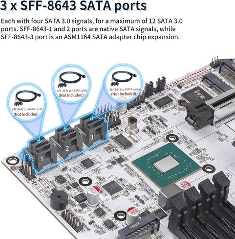 W680 Micro ATX Mainboard LGA1700 ، 12 Bay NAS Motherboard ، 4 X ECC UDIMM DDR5 ، Barebone ، 3 LAN (VPRO 2.5GB + 10GB + 2.5GB) ، 3 X M.2 NVME SLOT ، 2 X PCIE X16 in Kuwait
