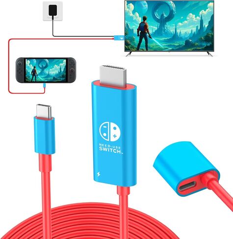 Switch 2 Dock Station محطة HDMI محول 4K@60Hz 18GBPS 6.7 قدم PD 100W USB C إلى محول HDMI 2.0 ، موصل تلفزيون محمول وسفر متوافق مع Nintendo Switch 2/OLED/Nintendo Switch-Blue in Kuwait