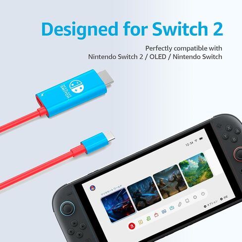 Switch 2 Dock Station محطة HDMI محول 4K@60Hz 18GBPS 6.7 قدم PD 100W USB C إلى محول HDMI 2.0 ، موصل تلفزيون محمول وسفر متوافق مع Nintendo Switch 2/OLED/Nintendo Switch-Blue in Kuwait