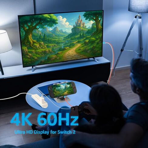 Switch 2 Dock Station محطة HDMI محول 4K@60Hz 18GBPS 6.7 قدم PD 100W USB C إلى محول HDMI 2.0 ، موصل تلفزيون محمول وسفر متوافق مع Nintendo Switch 2/OLED/Nintendo Switch-Blue in Kuwait