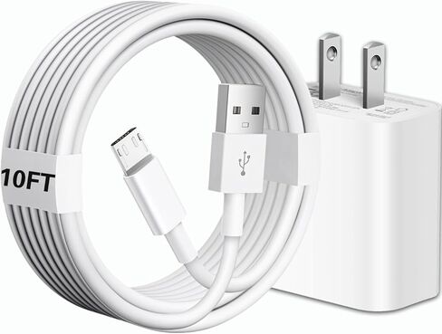USB A إلى Micro USB Cable 10ft USB كتلة شحن 5V 2A محول الطاقة متوافق مع Tab Samsung Galaxy Tab A ، E ، S ، S2 ، 3 ، 4 ، 7.0 "8.4" 8.4 "9.6" 9.7 "10.1" in Kuwait