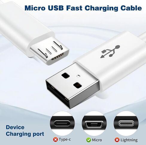 USB A إلى Micro USB Cable 10ft USB كتلة شحن 5V 2A محول الطاقة متوافق مع Tab Samsung Galaxy Tab A ، E ، S ، S2 ، 3 ، 4 ، 7.0 "8.4" 8.4 "9.6" 9.7 "10.1" in Kuwait