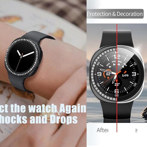 2 عبوات لـ Galaxy Watch 8 Case 44mm ، علبة حماية إطار بلينغ متوافقة مع Samsung Galaxy Watch 8 (حزمة ، الذهب الوردي/ملون) in Kuwait