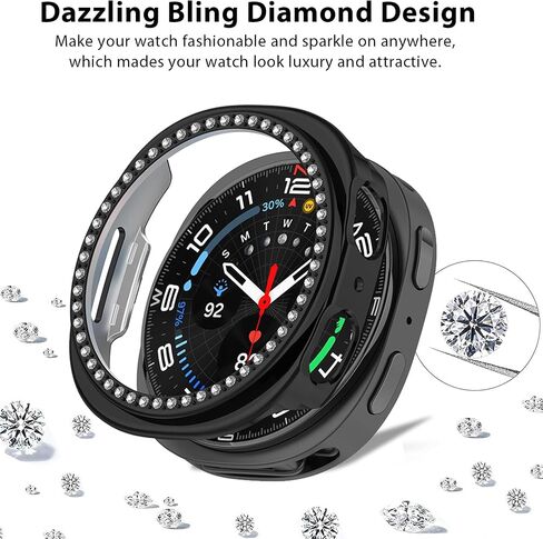 2 عبوات لـ Galaxy Watch 8 Case 44mm ، علبة حماية إطار بلينغ متوافقة مع Samsung Galaxy Watch 8 (حزمة ، الذهب الوردي/ملون) in Kuwait