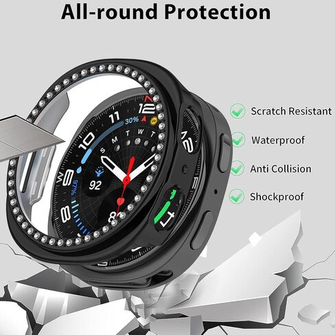 2 عبوات لـ Galaxy Watch 8 Case 44mm ، علبة حماية إطار بلينغ متوافقة مع Samsung Galaxy Watch 8 (حزمة ، الذهب الوردي/ملون) in Kuwait