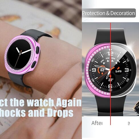2 عبوات لـ Galaxy Watch 8 Case 44mm ، علبة حماية إطار بلينغ متوافقة مع Samsung Galaxy Watch 8 (حزمة ، الذهب الوردي/ملون) in Kuwait