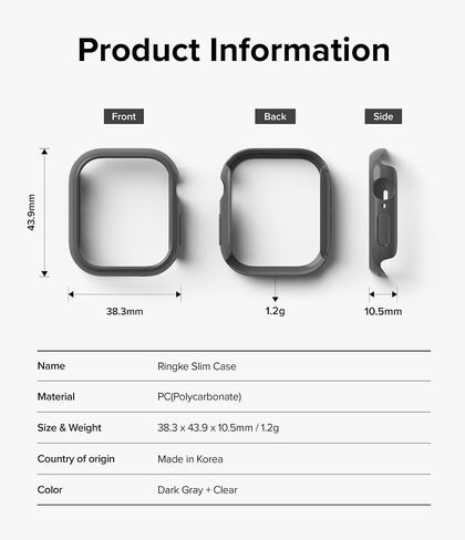 Ringke Slim [Anti-Yellowing Material / 2 Pack] Compatible with Apple Watch Series 10 Case (46mm) Sturdy Solid Transparent Cover + Extra Color for Women, Men - Clear + Matte Black in Saudi Arabia