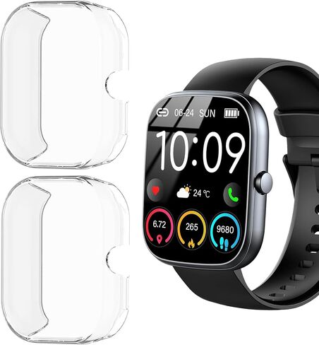 Compatible for uaue Smart Watch Case, Lamshaw Soft Slim TPU All Around Protective Shell Anti-Scratch Bumper Cover Case Compatible for uaue T60, Dyurwa T60, Matast T60-1.91" Smart Watch (Black+Black) in Saudi Arabia