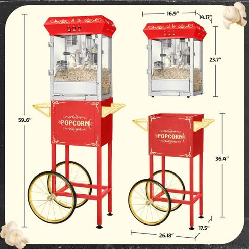 آلة الفشار كريم الأساس 639140OGQ من Great Northern Popcorn مع عربة، 8 أونصة، أسود in Kuwait