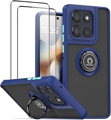 علبة Quietip متوافقة مع Motorola Moto G56 5g مع واقي الشاشة ، TPU + Hard PC Ring Ring Care Cover ، Black in Saudi Arabia