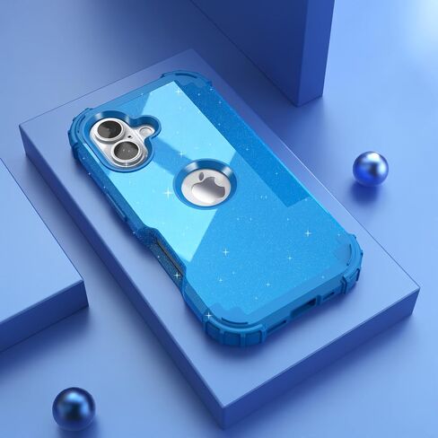idweel for iPhone 16 case مع حامي الشاشة للرجال ، 3 في 1 في 1 صدمة رفيعة النحافة ، غلاف هجين من أجهزة الكمبيوتر الشخصية الصلبة الناعمة الصدمات الكامل للجسم المضاد للبناء ، Glitter Gray in Kuwait